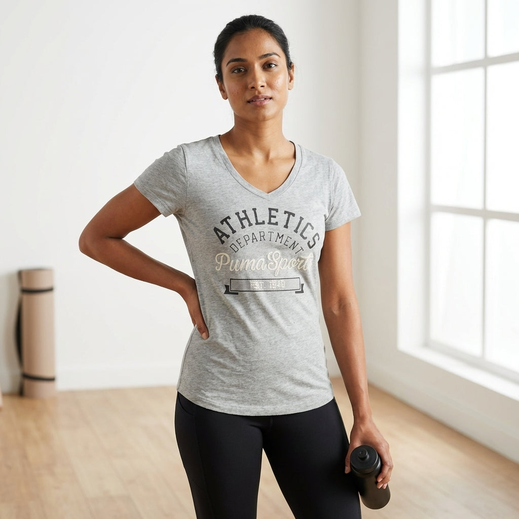 Puma Women's Varsity Tee Light Gray Heather
