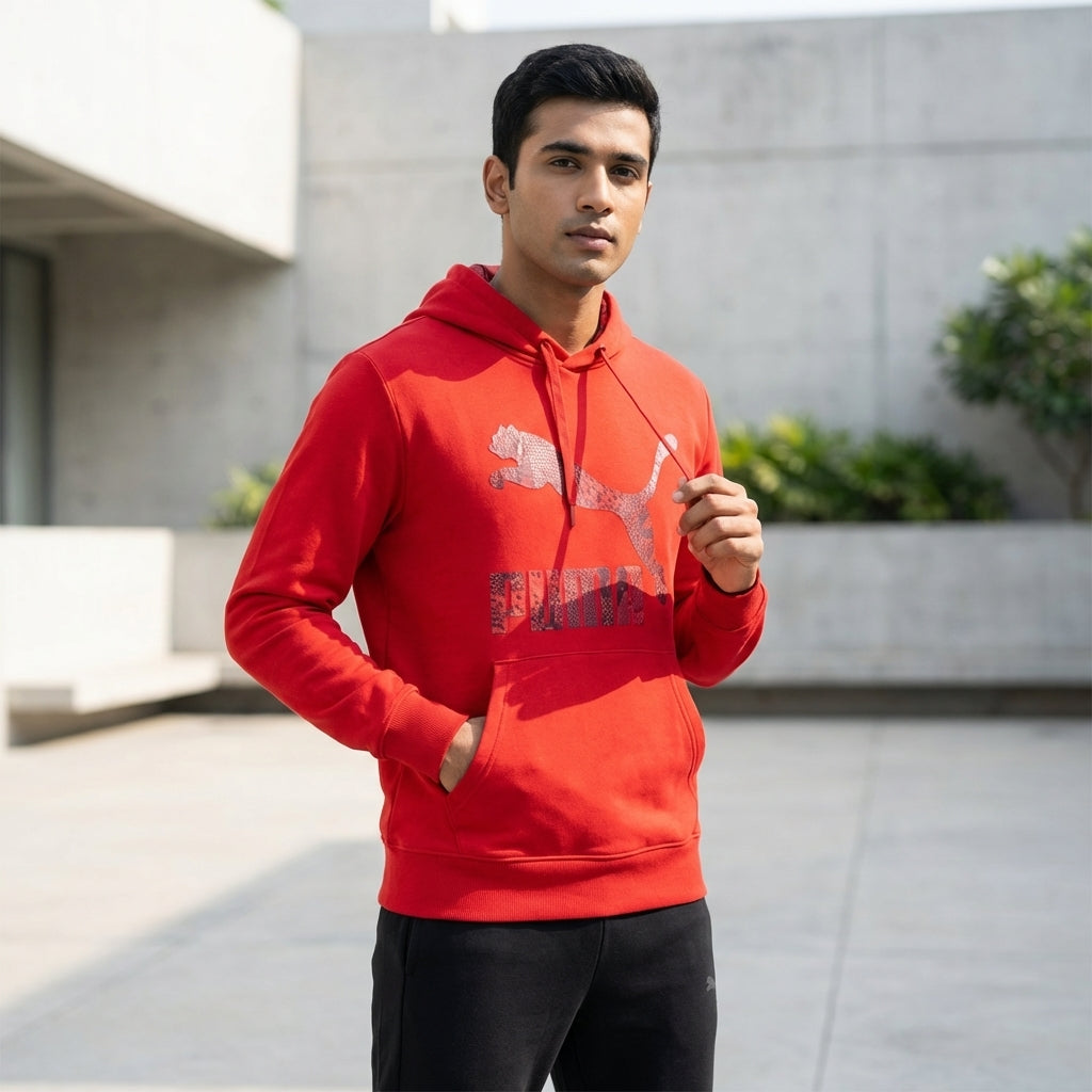 Puma Logo Plus Hoody Jester Red