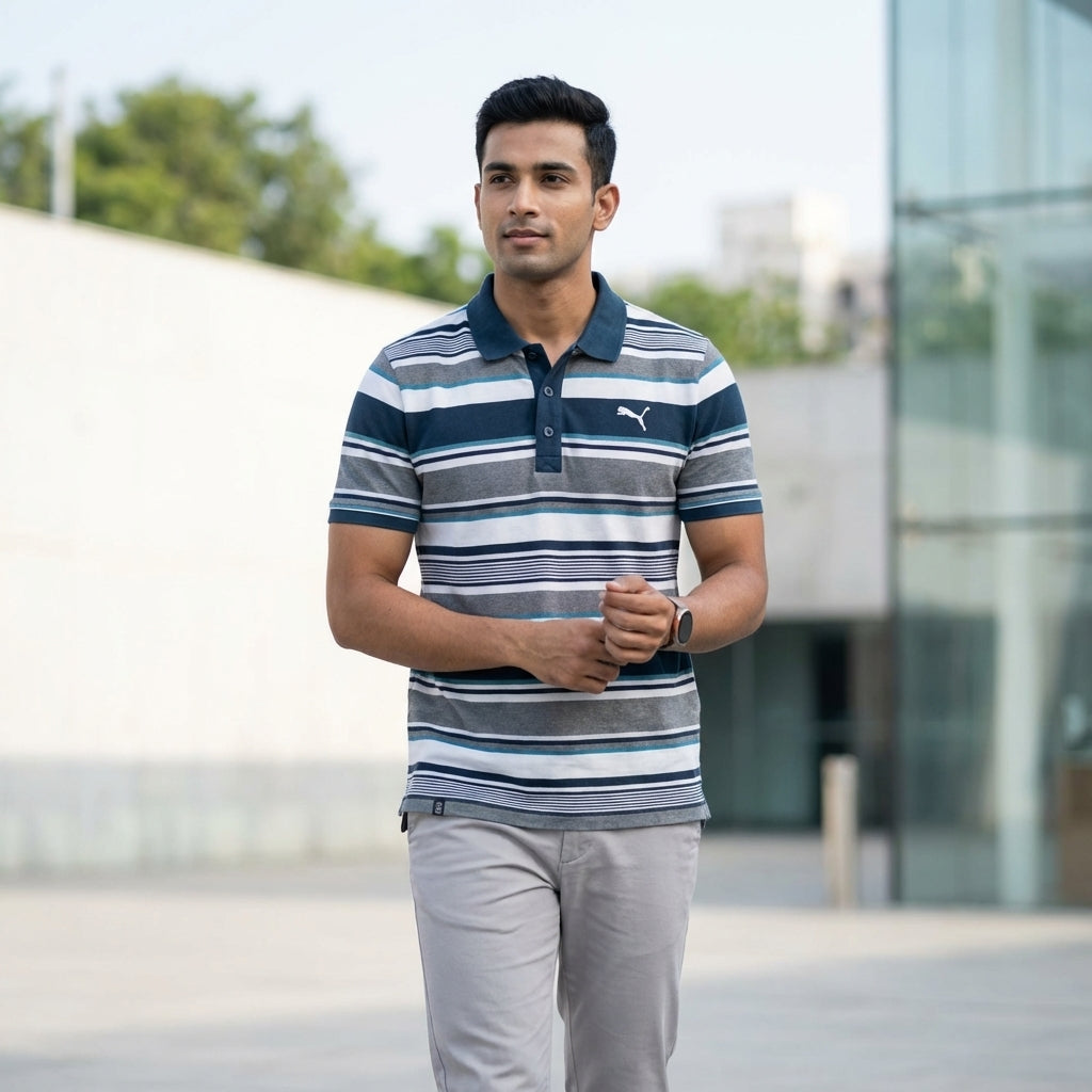 Puma Men's FUN Dry Stripe Pique Polo