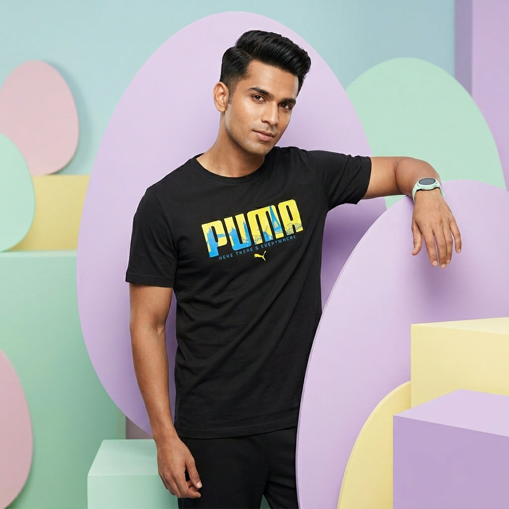 Puma City Logo Fill Tee Black