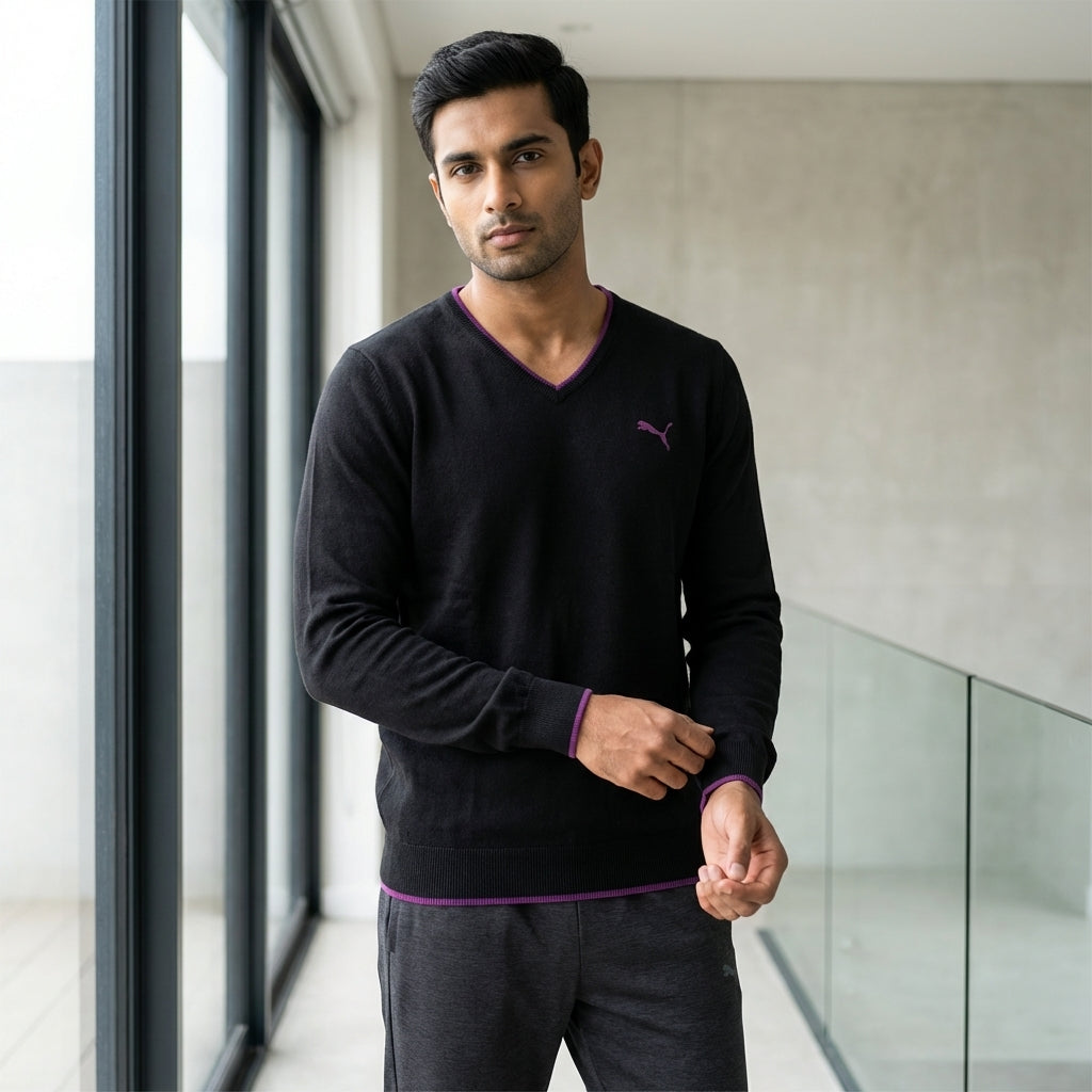 Puma Men's Solid Long Sleeve Sweater