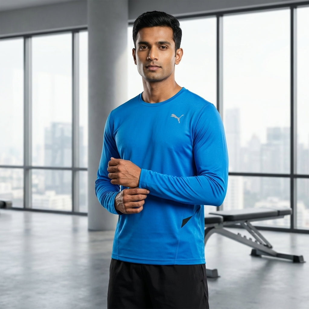 Puma Men's Fitted Long Sleeve Performance Tee in Cloisonne