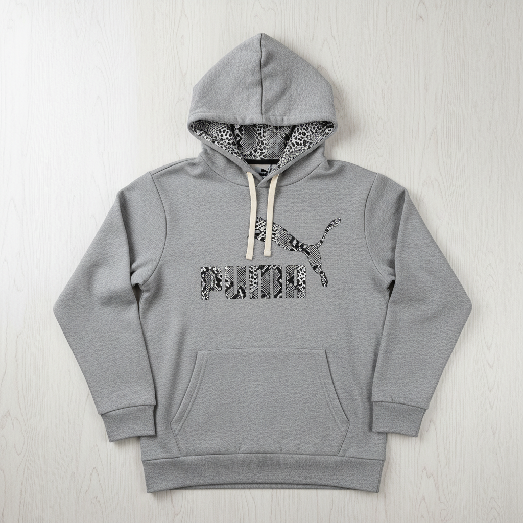 Puma Logo Plus Hoody Medium Gray Heather