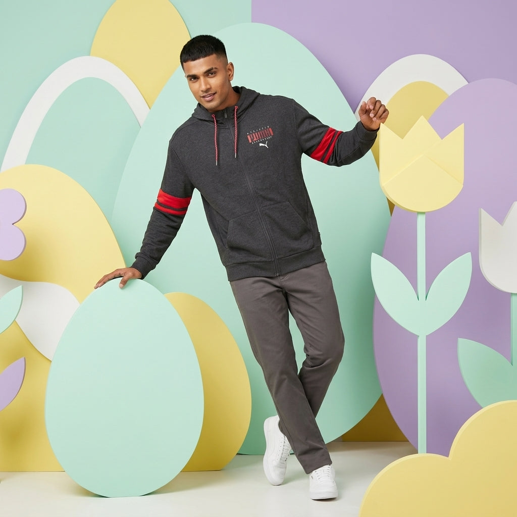 Puma Men's Athletic Full-Zip Hoodie Dark Gray Heather