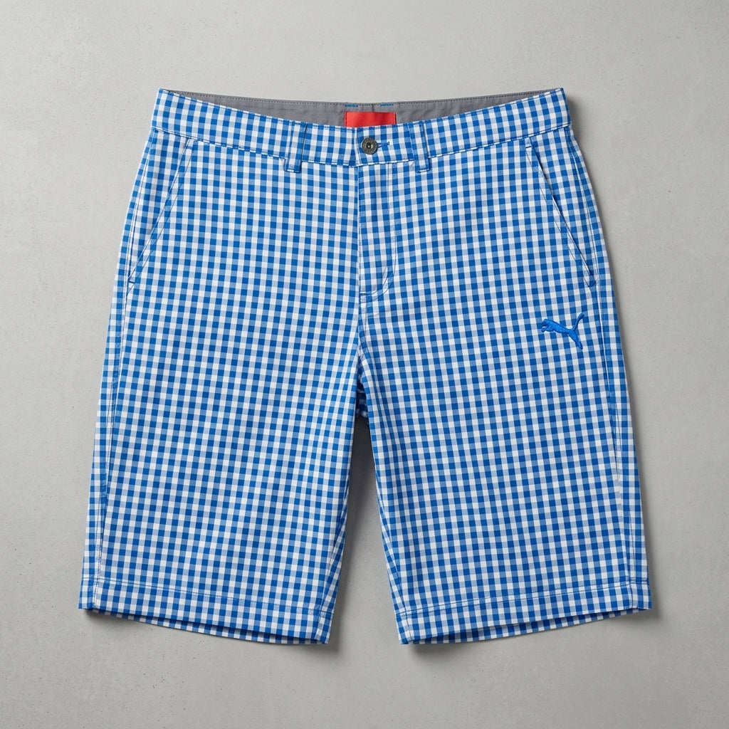 Puma Woven Check Shorts Victoria Blue