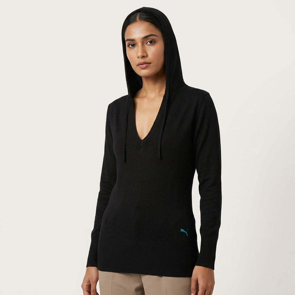 Puma Women's Hooded Knit Top Black
