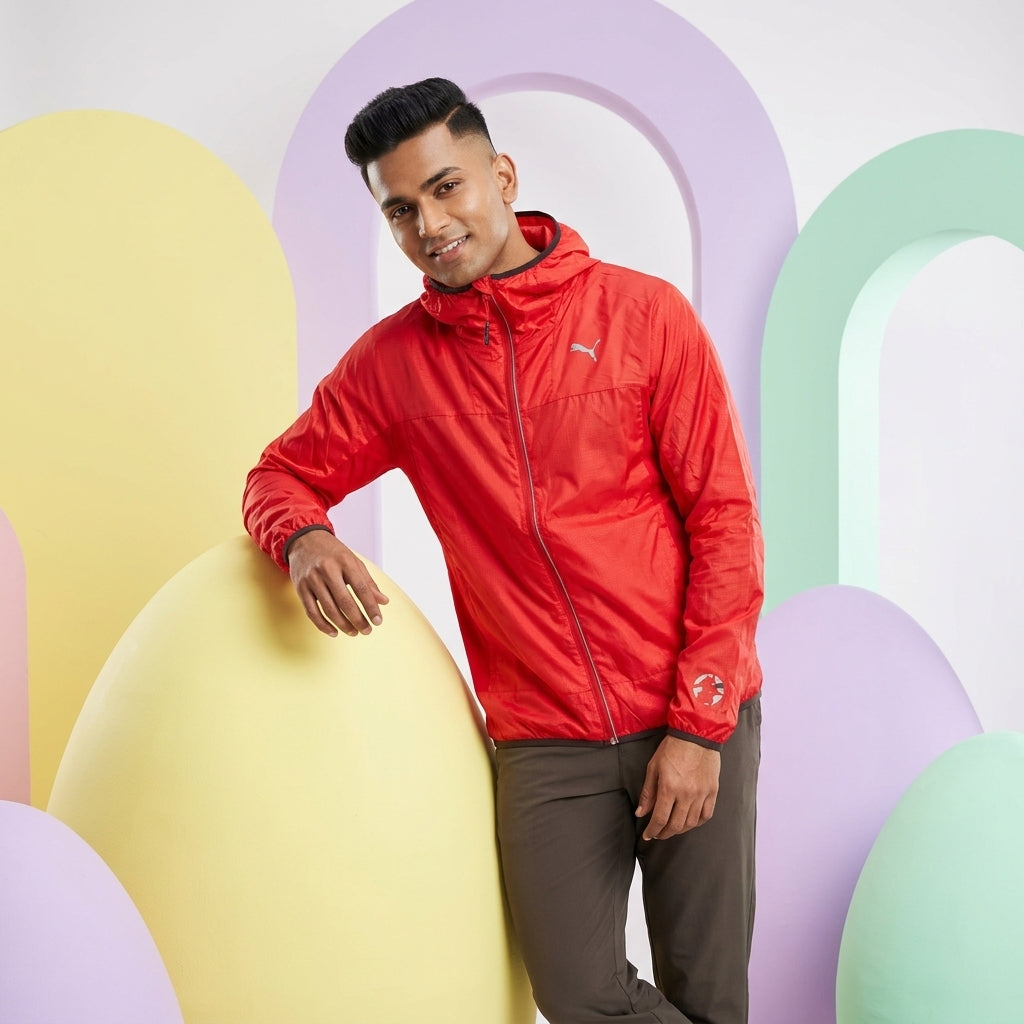 Puma Printed Windbreaker Haute Red