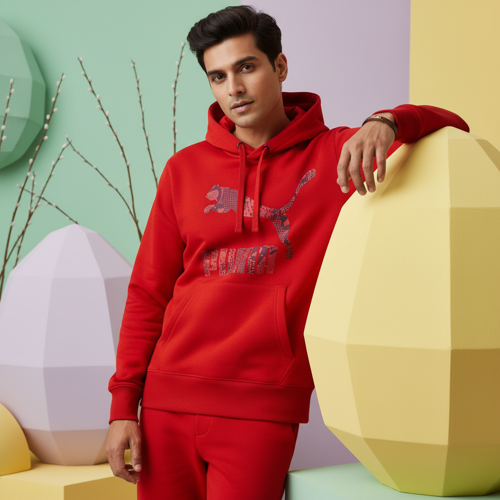 Puma Logo Plus Hoody Jester Red