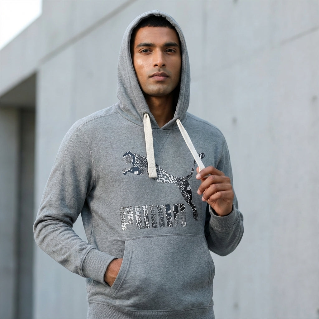 Puma Logo Plus Hoody Medium Gray Heather
