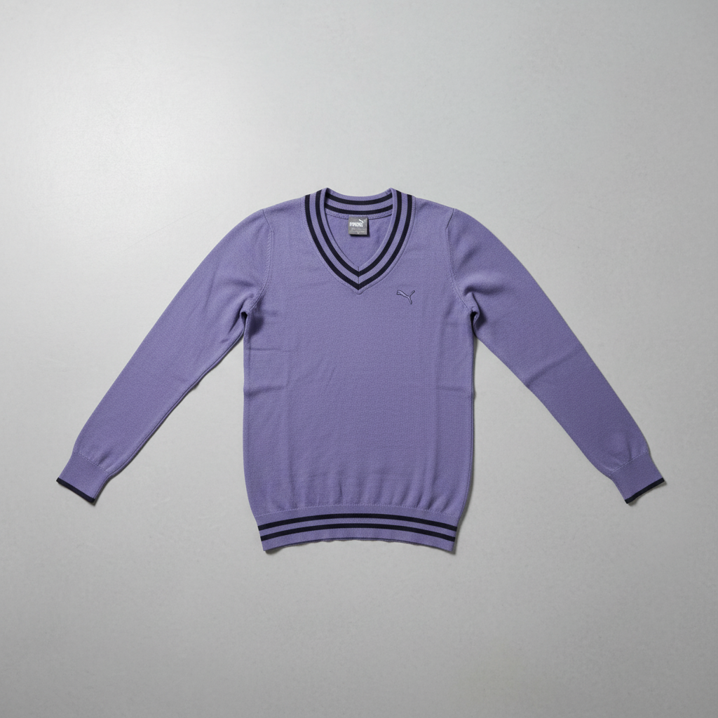 Puma Women's V-Neck Knitted Sweater in Bleached Denim