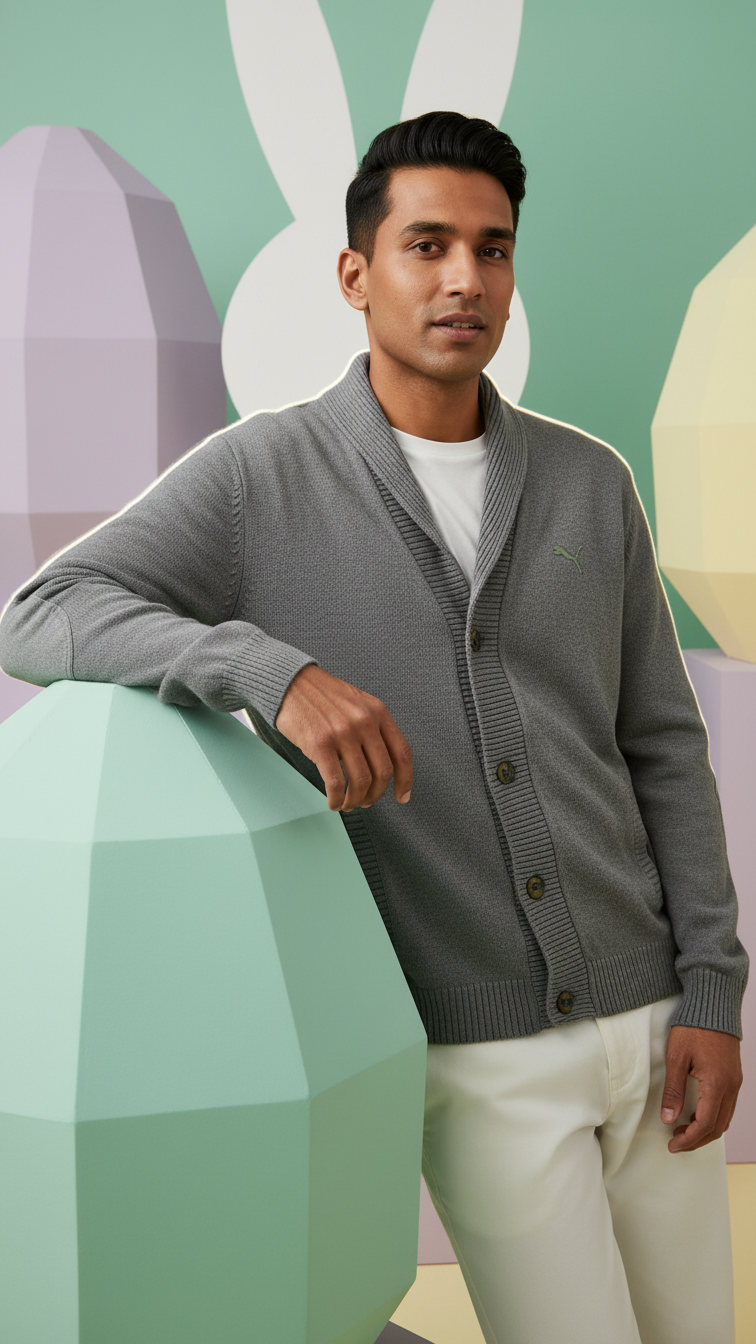 Puma Men's Cardigan Medium Gray Heather