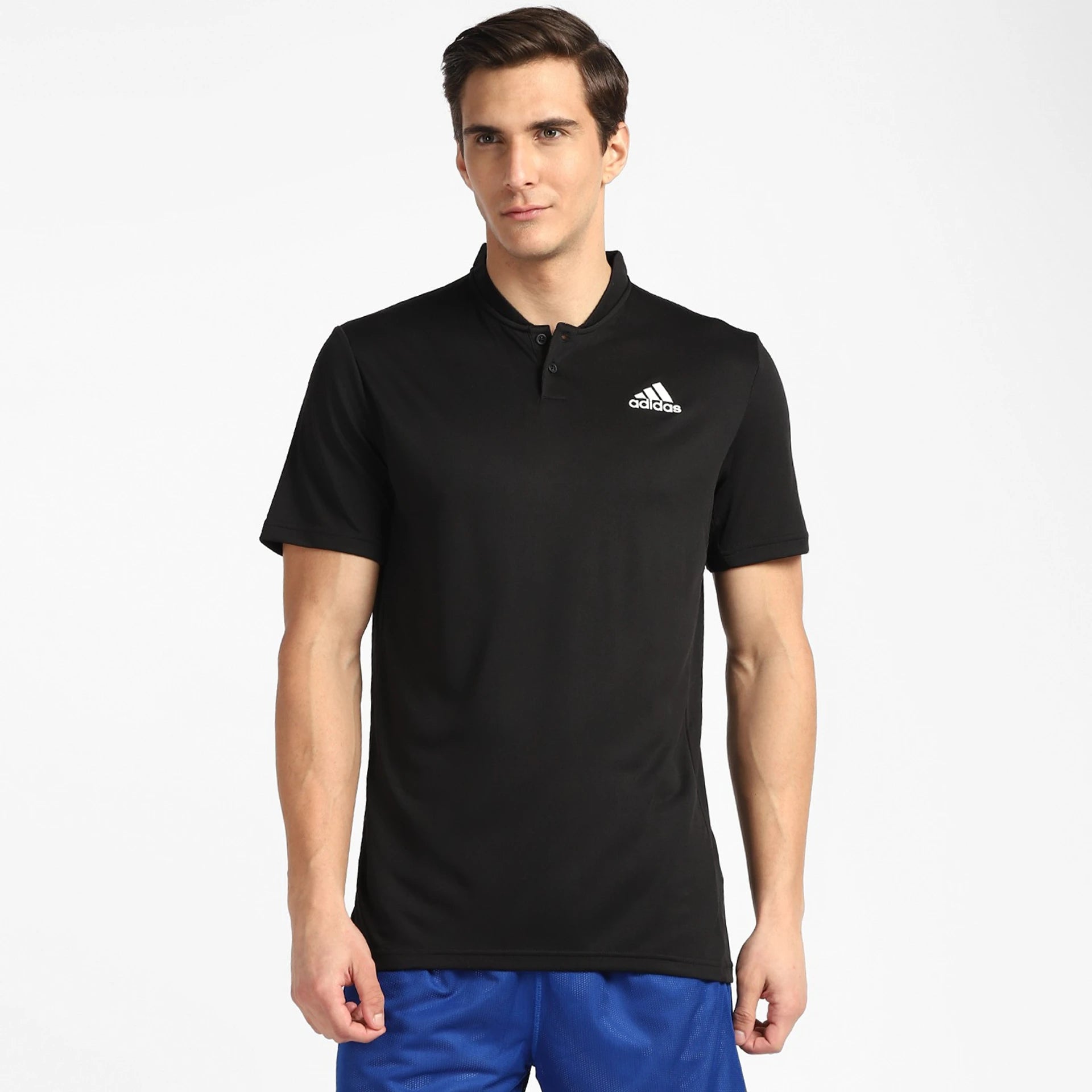 Adidas Men Polo Neck Short Sleeve Logo Print T-Shirt