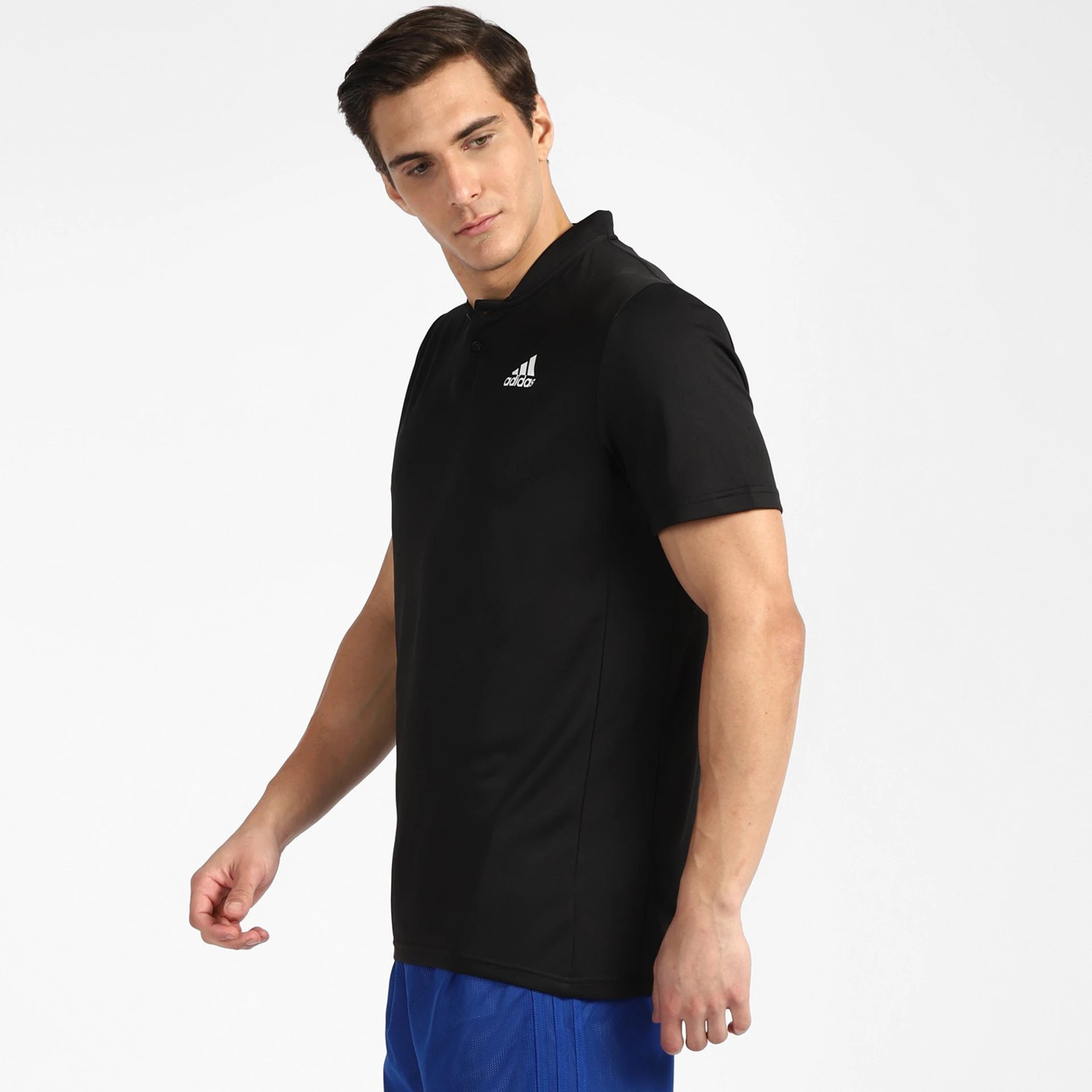 Adidas Men Polo Neck Short Sleeve Logo Print T-Shirt