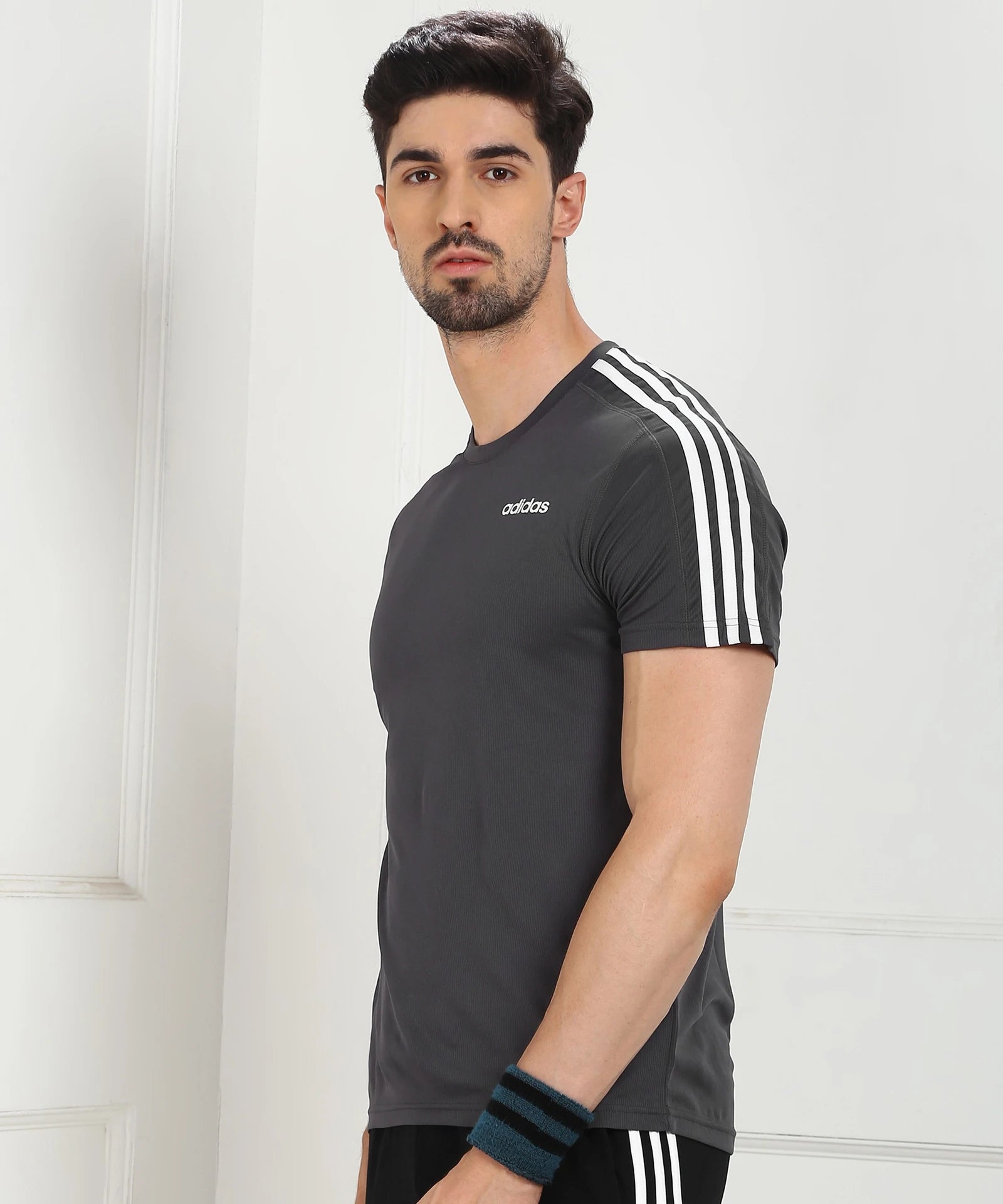Adidas Solid Plain T-Shirt Grey