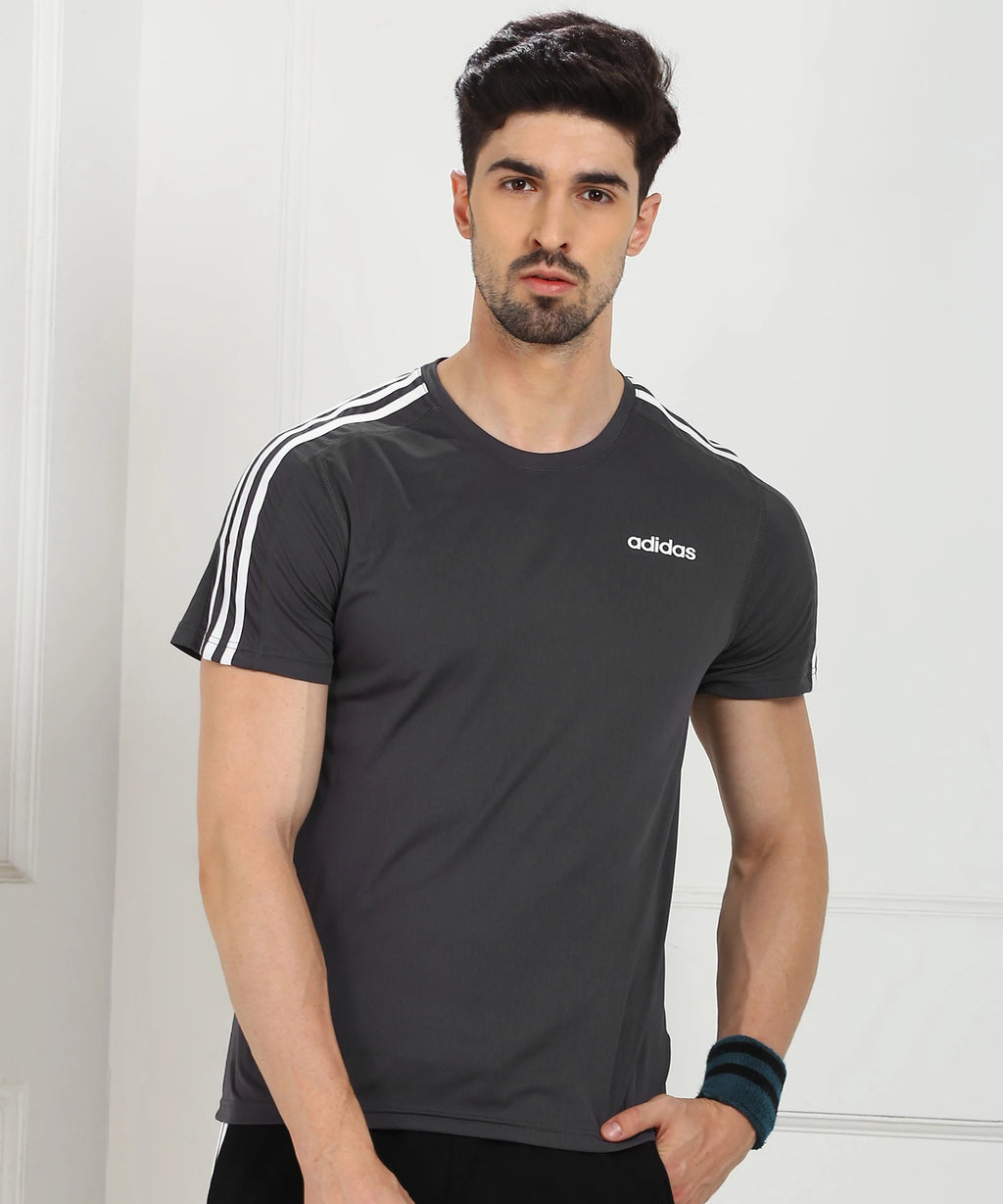 Adidas Solid Plain T-Shirt Grey