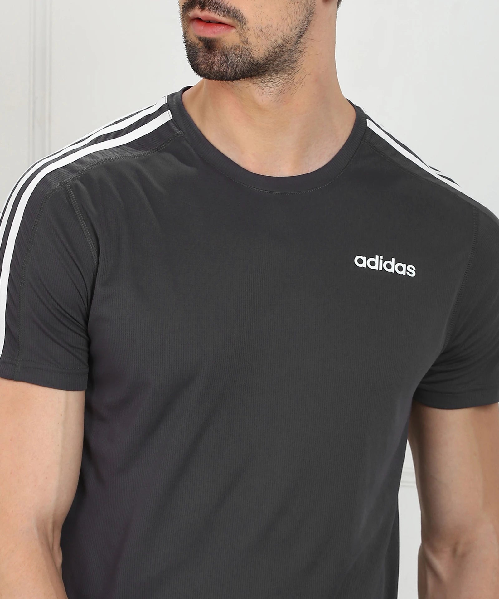 Adidas Solid Plain T-Shirt Grey