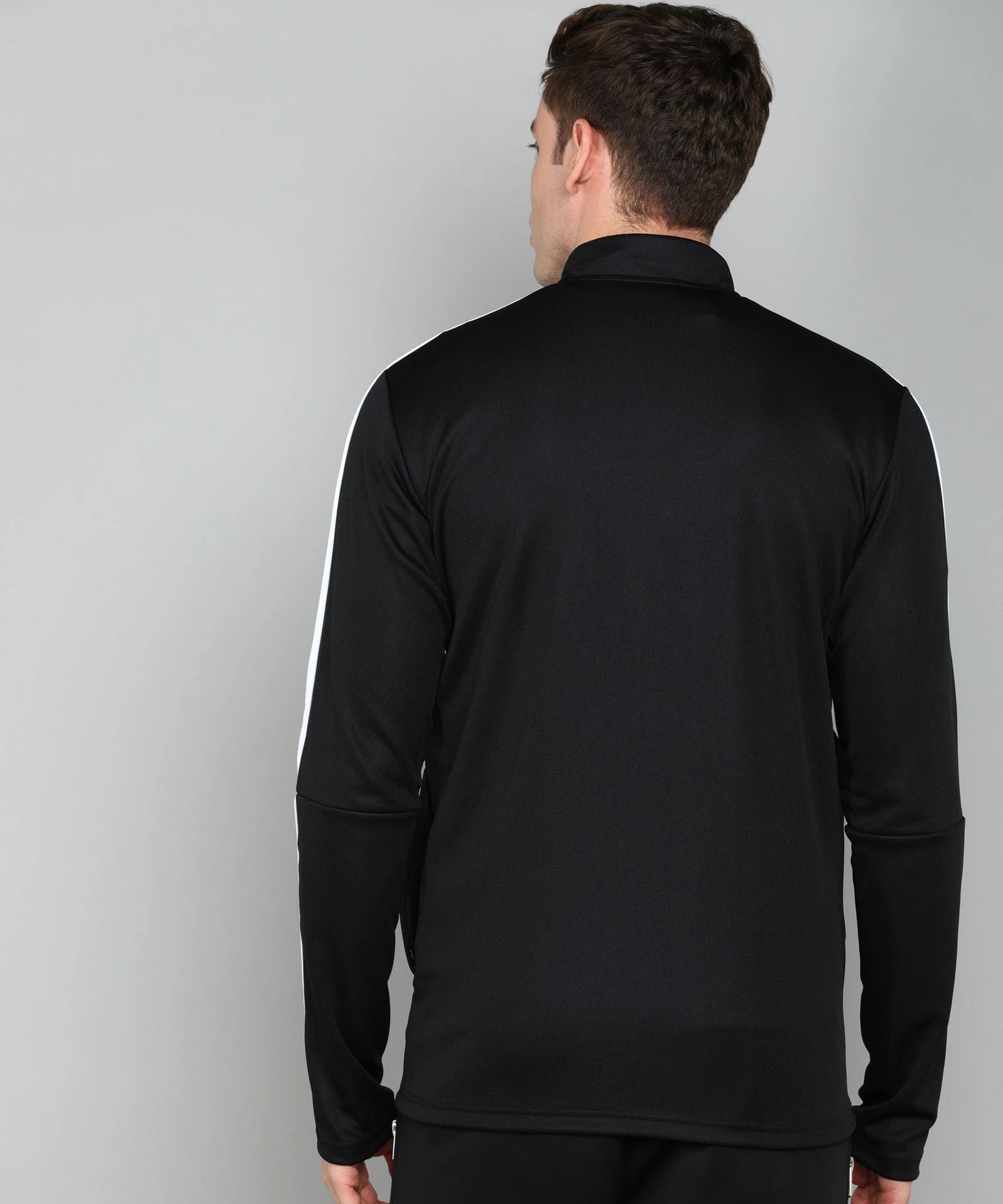 Adidas Men's Front Open Turtle Neck Full-Sleeves Striped Sweatshirt