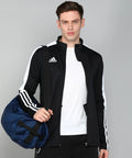 Adidas Men's Front Open Turtle Neck Full-Sleeves Striped Sweatshirt