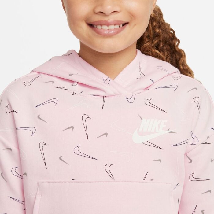 Nike Girls' Sportswear Fleece All-Over Print Hoodie