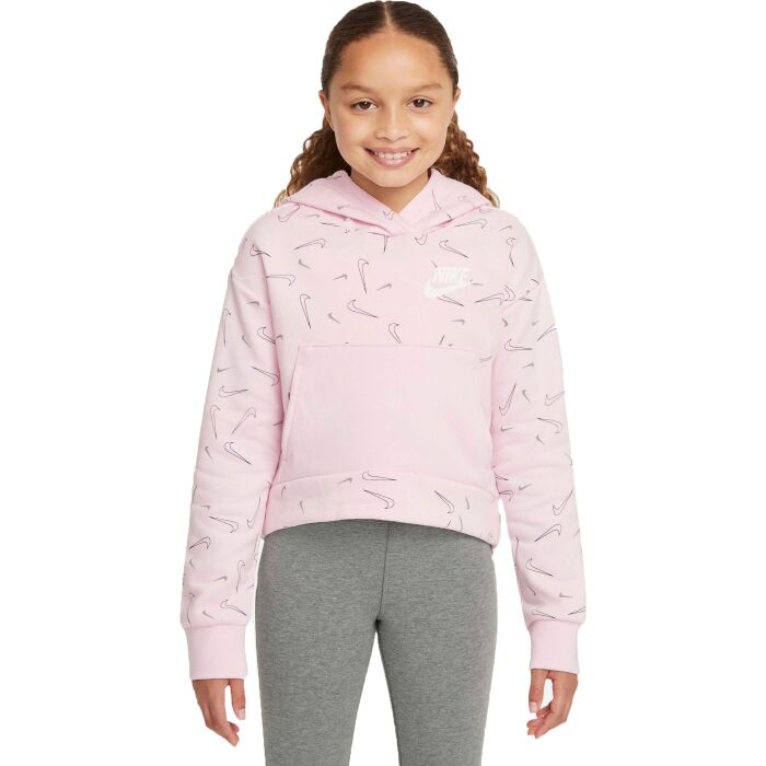 Nike Girls' Sportswear Fleece All-Over Print Hoodie