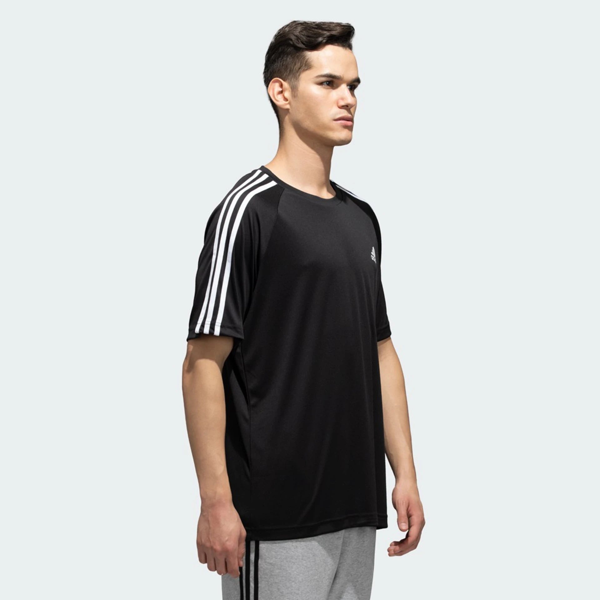 Adidas Striped and Plain Black T-Shirt
