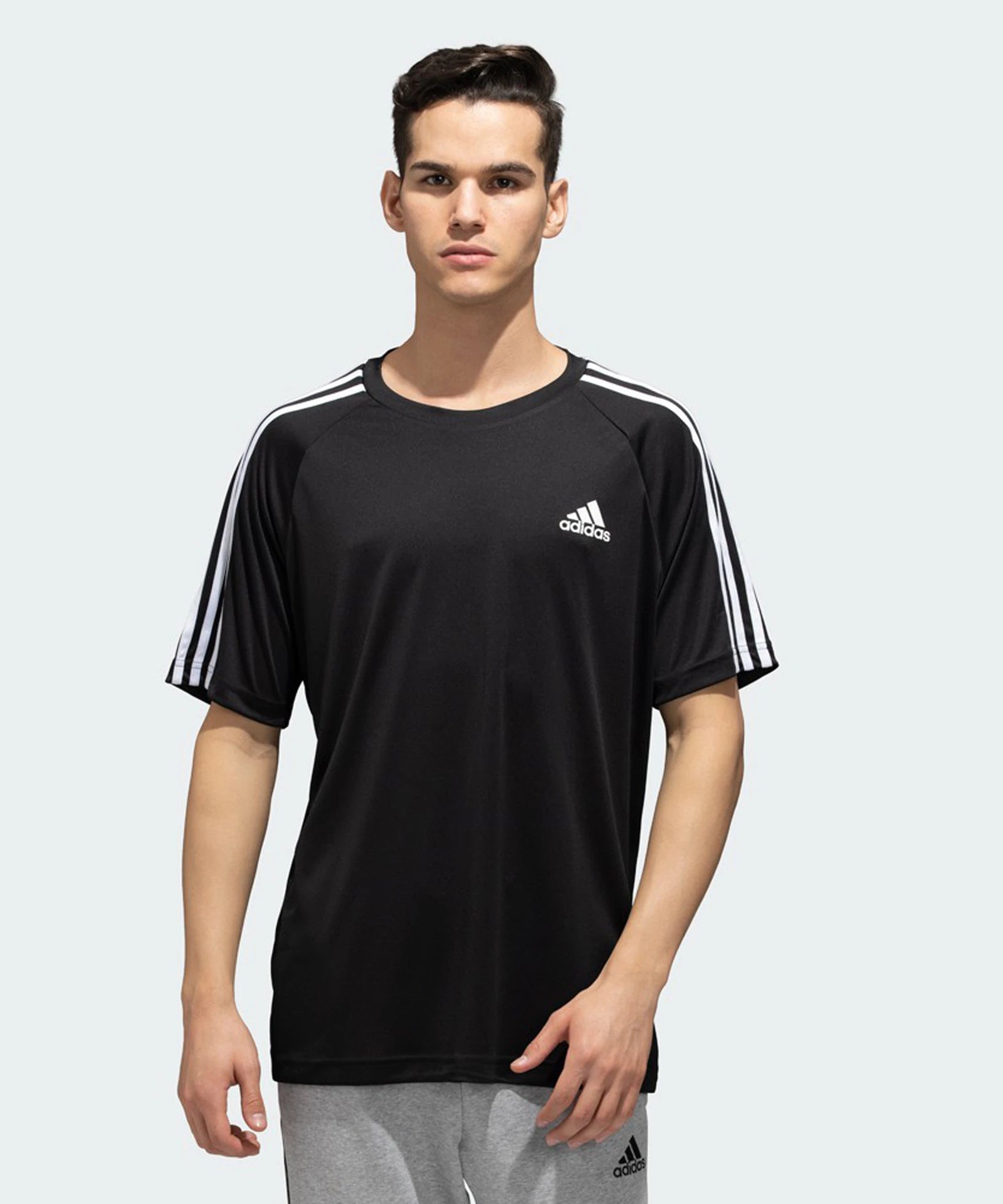 Adidas Striped and Plain Black T-Shirt